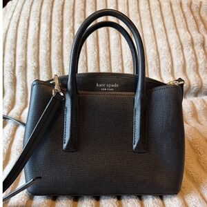 Kate Spade Black Pebbled Leather Satchel Crossbody Bag S338 Gold Hardware